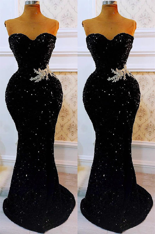 Plus Size Arabic Aso Ebi Black Mermaid Sequined Prom Dresses Sheer Neck Lace Evening Formal Party Second Reception Bridesmaid Gowns Dress CD24414