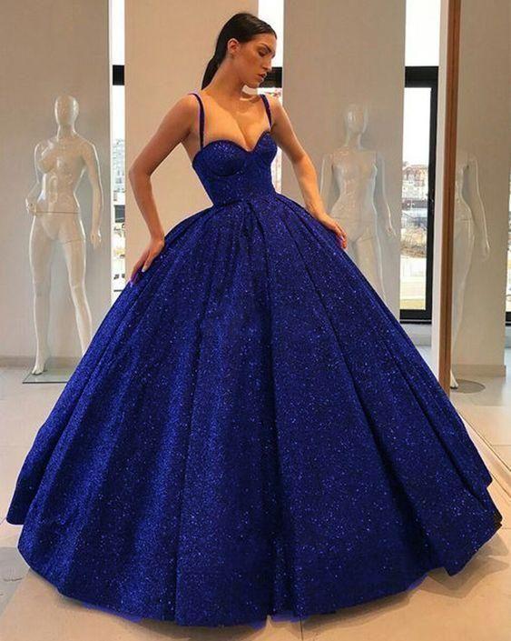 Royal Blue Sequin Ball Gown Prom Dress CD24436
