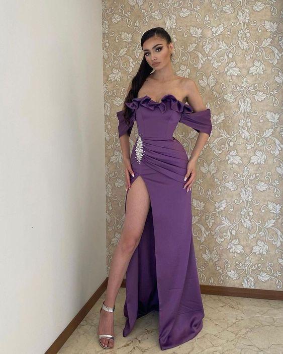 Purple long evening dress Prom Dress CD24437