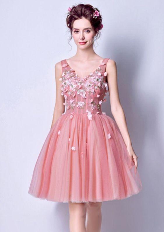 princess pink A-line short homecoming dress CD24563