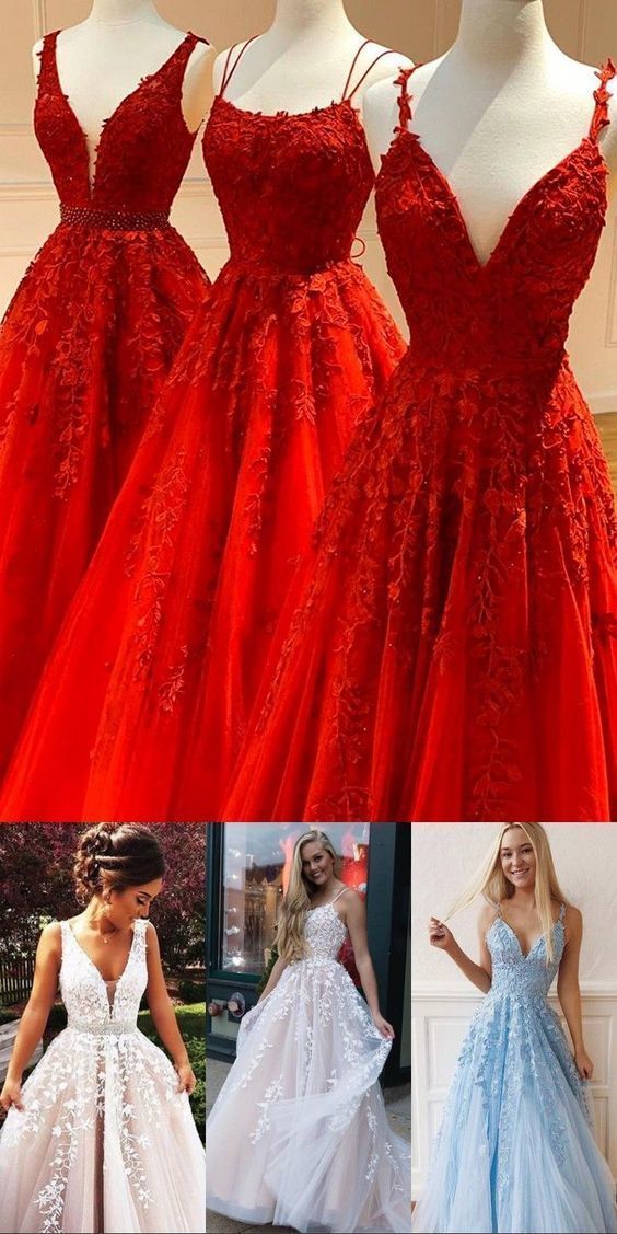 Charming Red Prom Dresses Lace Appliques CD24632
