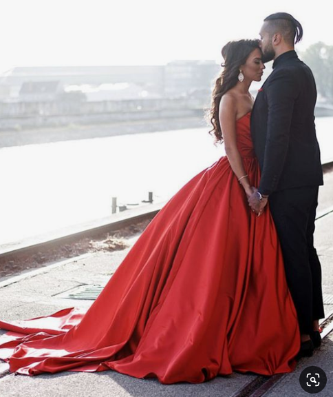 Red Wedding prom Dresses Sweetheart Satin Ball Gowns CD2468