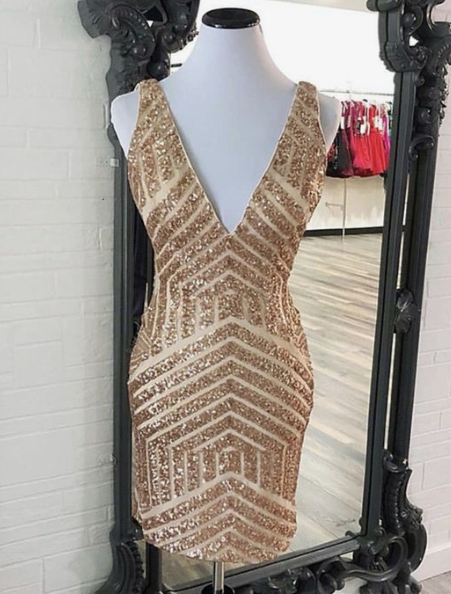 rose gold sequin homecoming bodycon dresses CD2727