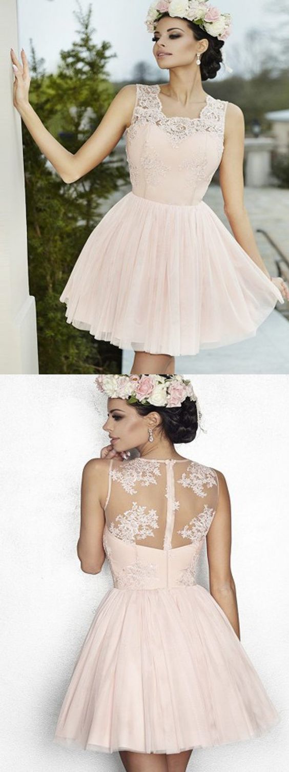 Elegant A-line Halter Lace Homecoming Dresses, Cheap Short homecoming Dresses CD281