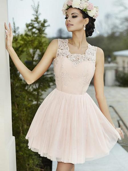 Elegant A-line Halter Lace Homecoming Dresses, Cheap Short homecoming Dresses CD281