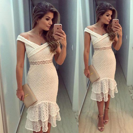 off the shoulder white prom dress CD2923