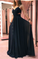 Dark blue chiffon long prom dress, evening dress CD3031