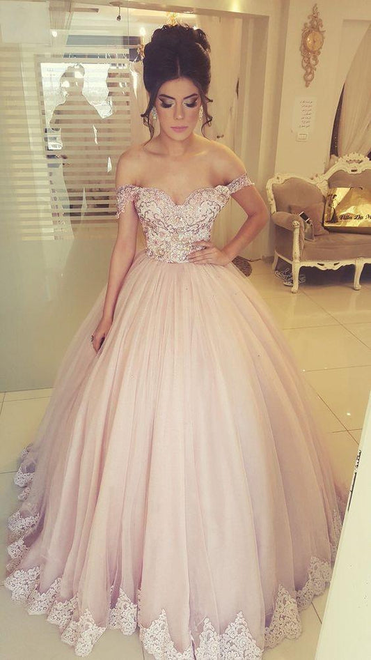 pink ball gown prom dress, cheap prom gown CD3116