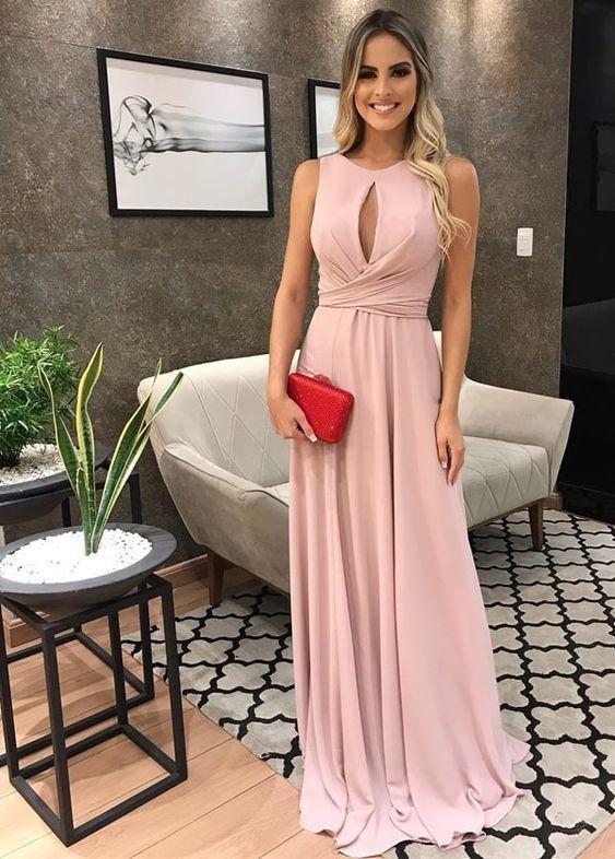Long Pink Party Dress, charming prom dress CD3239