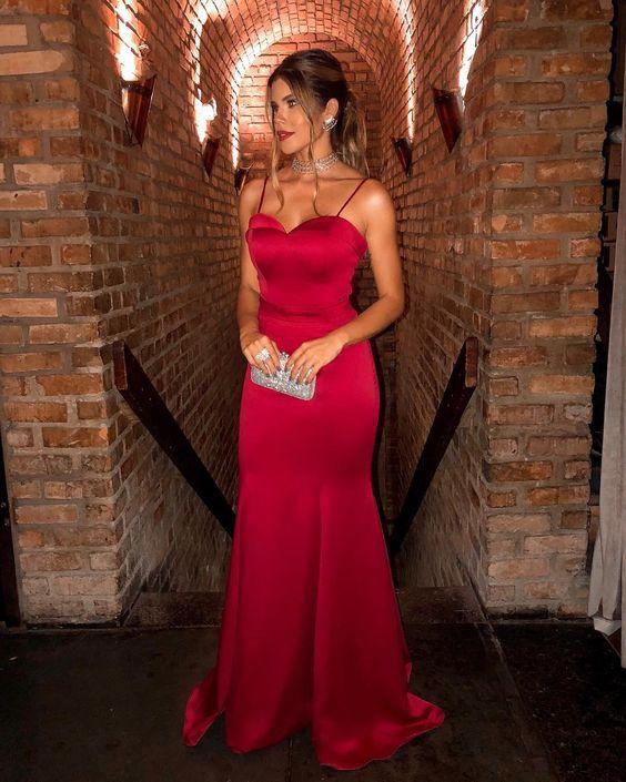 2024 Long red Prom Dresses with spaghetti straps CD3333