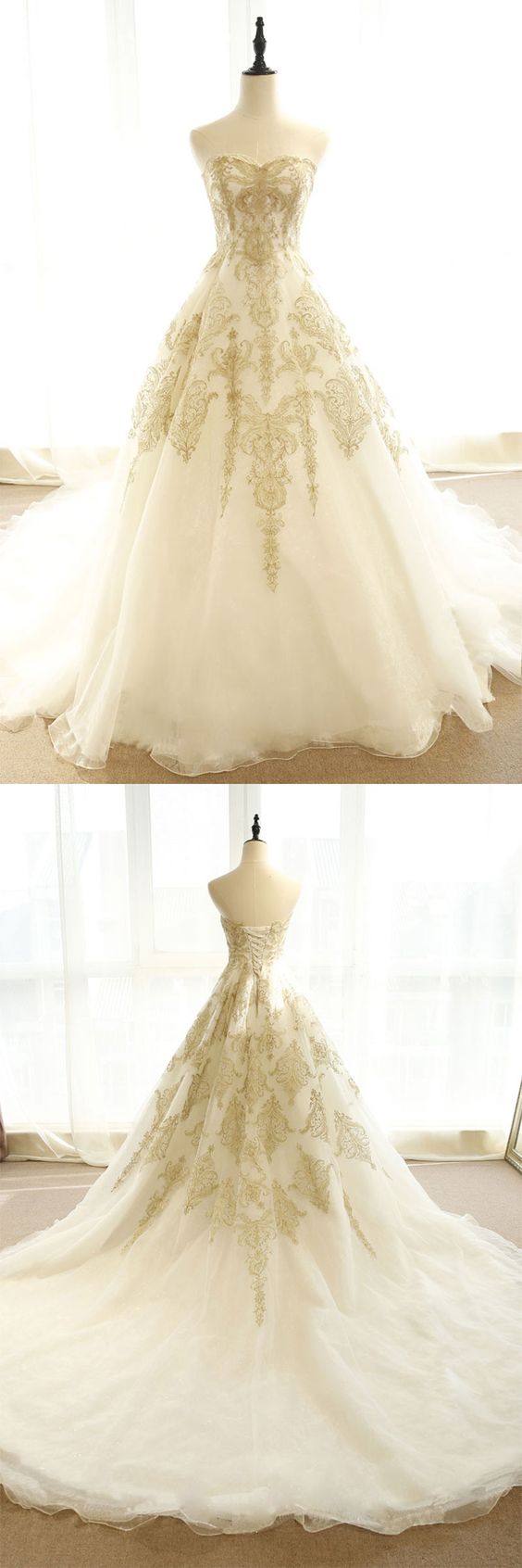 champagne lace long wedding dress, champagne bridal dress, champagne lace wedding prom gown CD3482