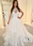 White tulle beads long prom dress, wedding dress CD3512