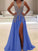 Sexy Blue Sequins Deep V Neck prom Dress CD3674
