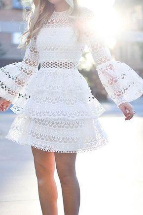 White Short homecoming Dresses With Lace Homecoming dress CD371