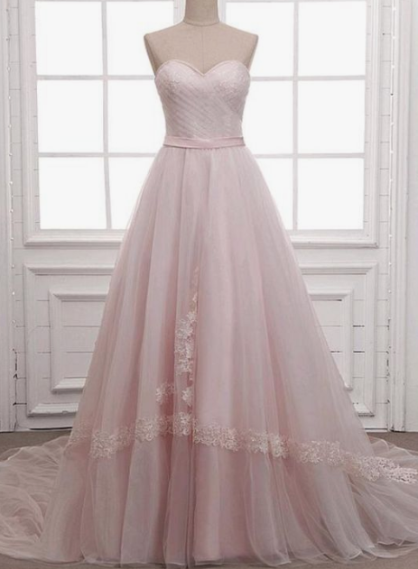 Tulle Sweetheart Neckline A-line Wedding prom Dress CD4009