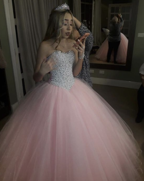 baby pink quinceanera dresses ball gowns prom dress CD4204