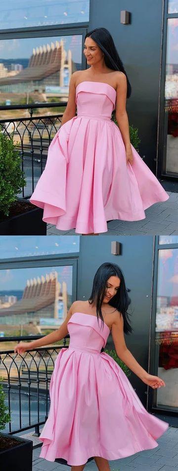 Short Strapless Pink Formal Homecoming Dresses CD4523