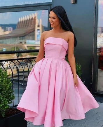 Short Strapless Pink Formal Homecoming Dresses CD4523