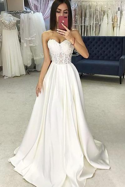 Sweetheart Sheer Lace Corset Wedding prom Dresses CD4790