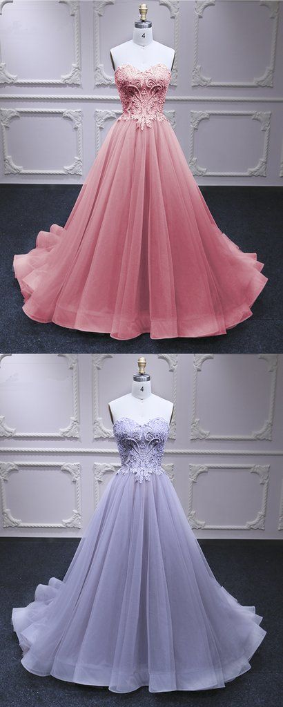 Watermelon Tulle A Line Beaded Long Lace Pageant Dress, Sweet 16 Prom Dress CD5090