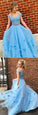 Blue Prom Dresse Long with Appliques CD5142