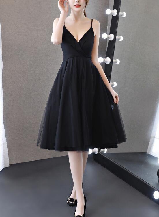 V-neckline Party Dresses, Black Prom Dress CD5146