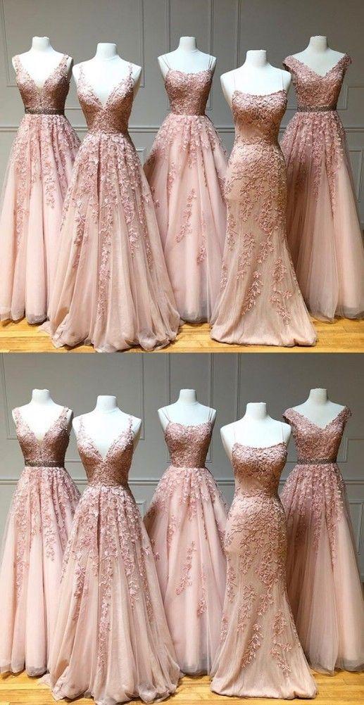 Princess Long Light pink Prom Dress with Appliques CD5186