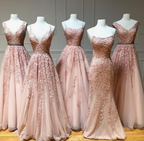 Princess Long Light pink Prom Dress with Appliques CD5186