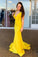 Mermaid V-Back Ruched Long Yellow Prom Dress CD5424