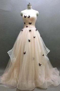 Sweetheart A-line Sweep Train Butterfly Long Prom Dress CD5784