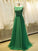 Modest Green Long Lace Formal prom Evening Dress CD5821