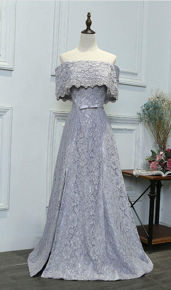 Grey Lace Length Evening Dress Pearl Straps Sewn The Higher Party prom Dress CD5832