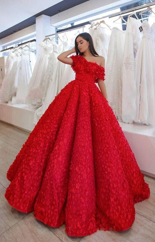 A-Line Off the Shoulder Floor-Length Red Lace Prom Dress with Appliques, elegant red off the shoulder lace long prom dresses CD5922