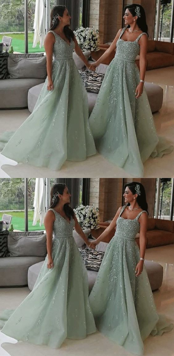 Modern Tulle Appliques & Beading A Line Bridesmaid prom Dresses CD5995