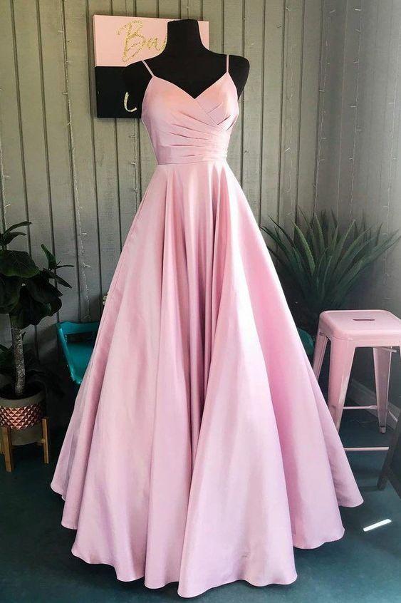 Elegant Pleated A-Line Pink Long Prom Dress CD6037