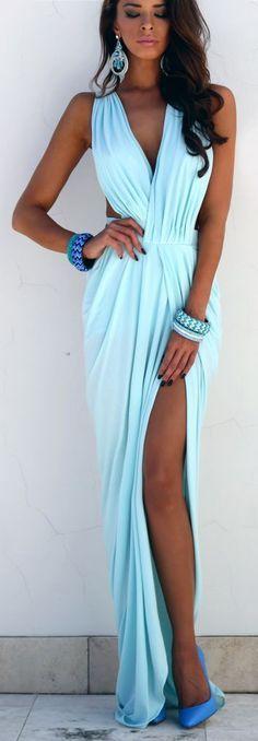 Stunning light blue maxi dress prom gown CD6194