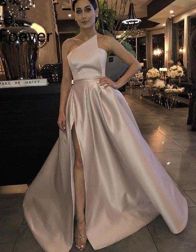 Elegant Side Slit Simple Cheap Long Prom Dresses CD6258