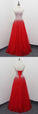 Red Sweetheart Long Tulle Prom Dresses with Beadings CD6589