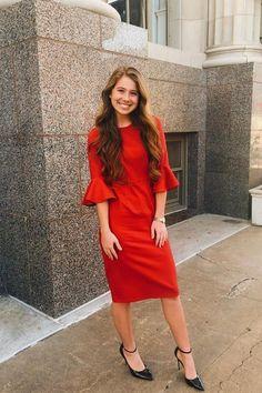 Red Bell Sleeve Knee Length Prom Dress CD6601