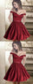 A-Line Off Shoulder Burgundy Homecoming Dresses With Beading CD668
