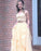 V Neck Two Piece Yellow Long Prom Dress CD6773