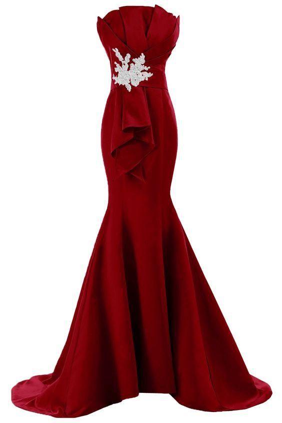Burgundy Evening Dress Simply Mermaid prom dress CD6796