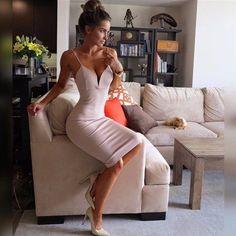 Nude Plunging Spaghetti Strap Homecoming Dress CD6827