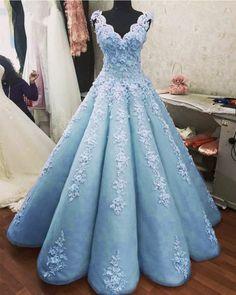 Charming Ball Gown Prom Dresses Lace Embroidery CD6845