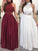 Simple Prom Dress, 2024 Burgundy White Lace High Neck Sleeveless Sheath/Column Chiffon Prom Dresses CD7035