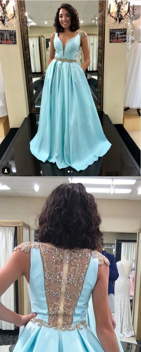 Princess Blue Long Prom Dress Party Dress CD7243