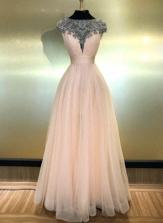 A line tulle applique prom dress, evening dress CD7786