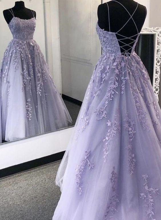 purple prom dress, lace evening dress, formal dress CD7792