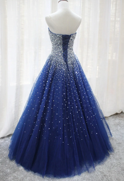 Gorgeous Sparkle Blue Sweet 16 Dress, Handmade Beaded Formal Gown, Junior Prom Dress CD7802