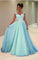 Light blue Tulle prom dresses lace cap sleeves CD7893